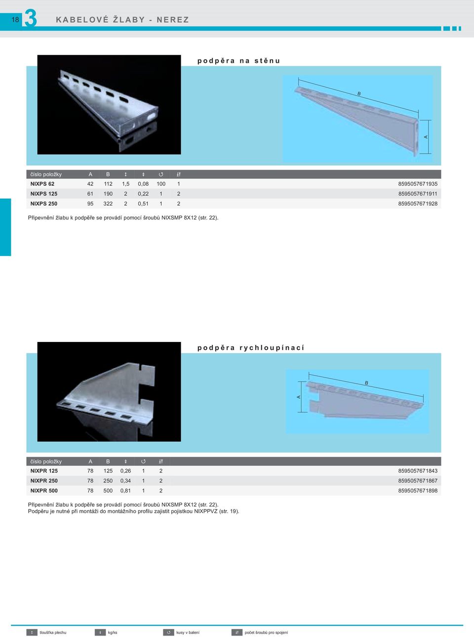 podpěra rychloupínací číslo položky NIXPR 125 78 125 0,26 1 2 859505767184 NIXPR 250 78 250 0,4 1 2 8595057671867 NIXPR 500 78 500 0,81 1 2 8595057671898