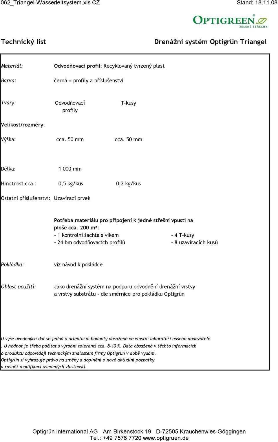 Velikost/rozměry: Výška: cca. 50 mm cca. 50 mm Délka: 1 000 mm Hmotnost cca.