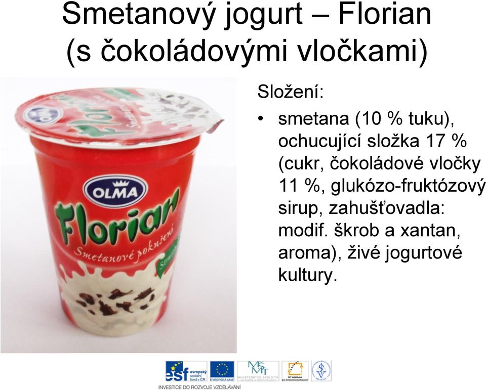 čokoládové vločky 11 %, glukózo-fruktózový sirup,