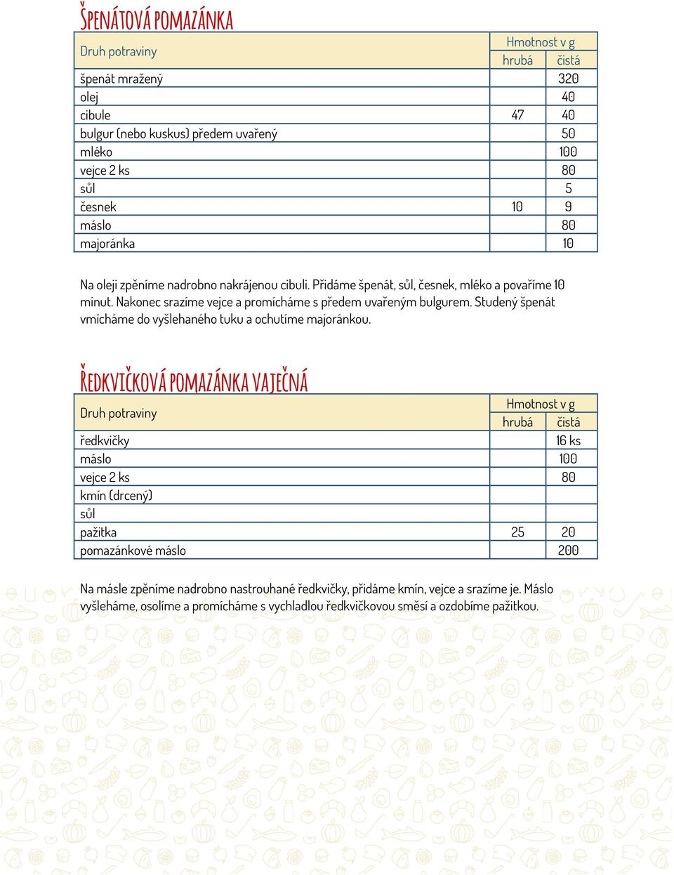 Studený špenát vmícháme do vyšlehaného tuku a ochutíme majoránkou.