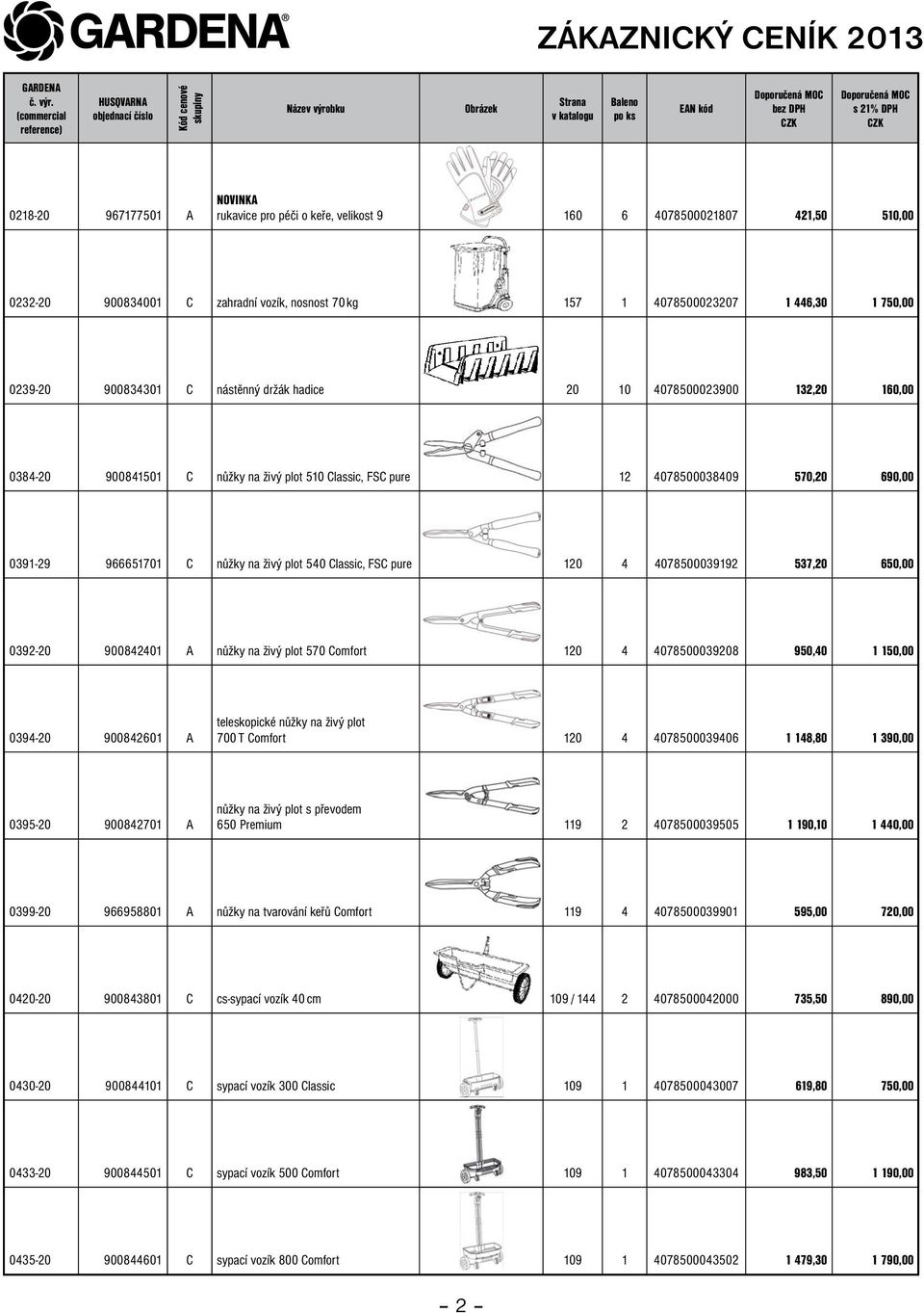 Classic, 0384-20 900841501 C nůžky FSC pure na živý plot 510 Classic, FSC pure 12 4078500038409 570,20 22,91 690,00 27,49 nožnice na živý plot 540 Classic, 0391-29 966651701 C nůžky FSC pure na živý