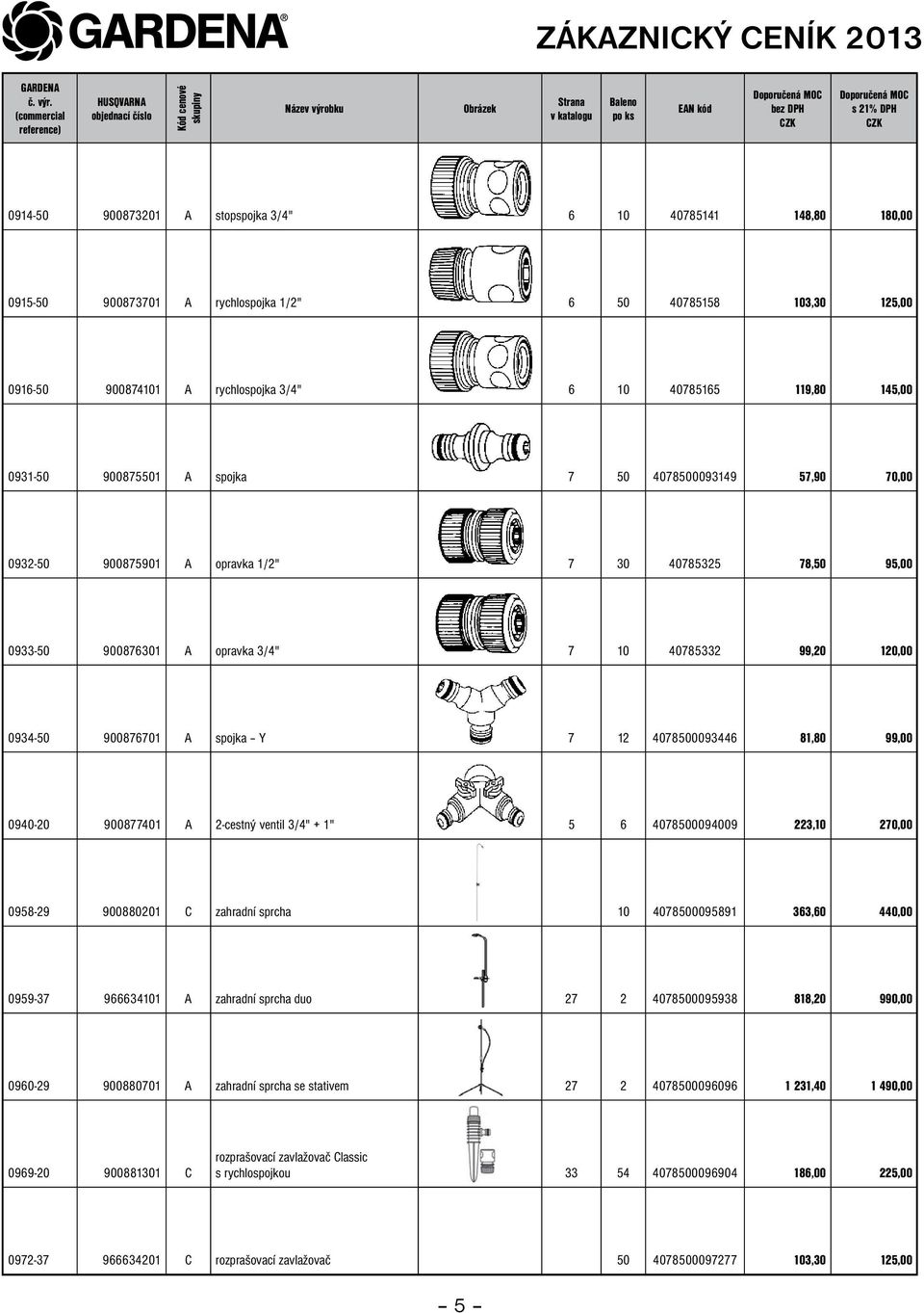 0933-50 900876301 A opravka 3/4" 7 10 40785332 99,20 3,74 120,00 4,49 0934-50 900876701 A spojka Y 7 12 4078500093446 81,80 3,33 99,00 3,99 0940-20 900877401 A 2-cestný ventil 3/4" + 1" 5 6