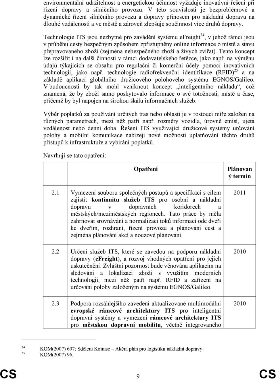 Technologie ITS jsou nezbytné pro zavádění systému efreight 24, v jehož rámci jsou v průběhu cesty bezpečným způsobem zpřístupněny online informace o místě a stavu přepravovaného zboží (zejména