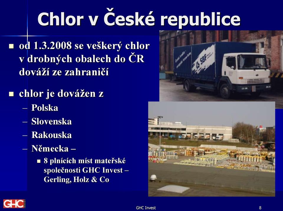 zahraničí chlor je dovážen z Polska Slovenska Rakouska