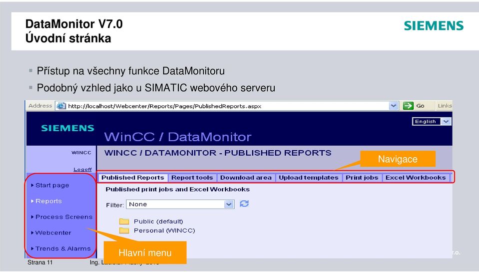 u SIMATIC webového serveru Navigace