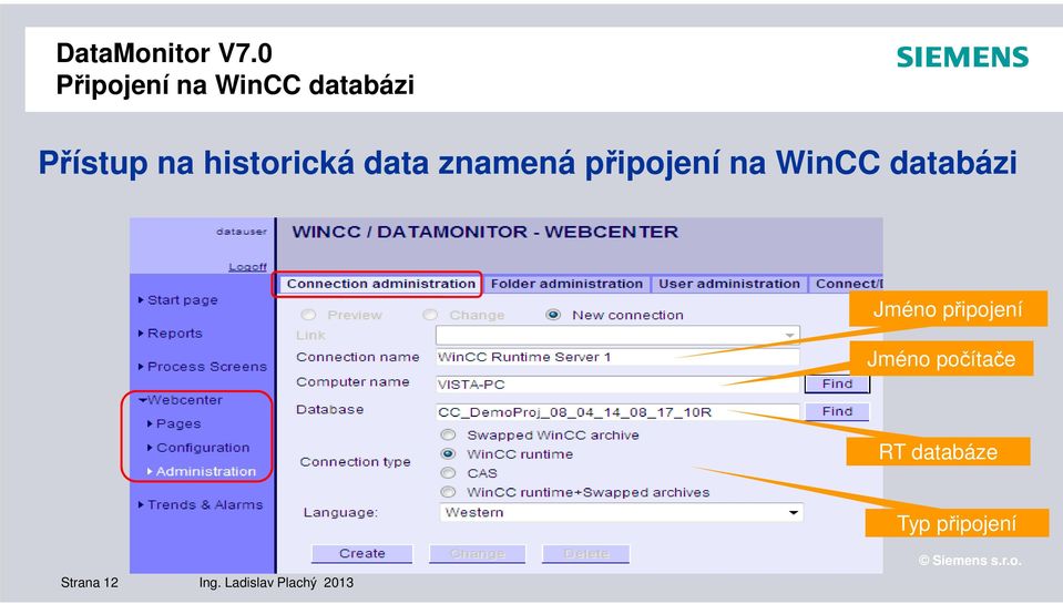 databázi Jméno připojení Jméno počítače RT