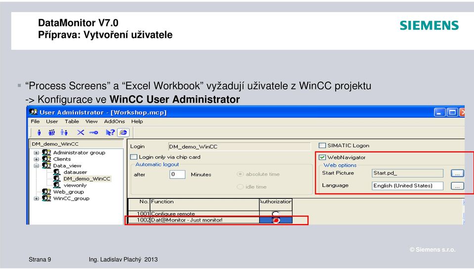z WinCC projektu -> Konfigurace ve WinCC