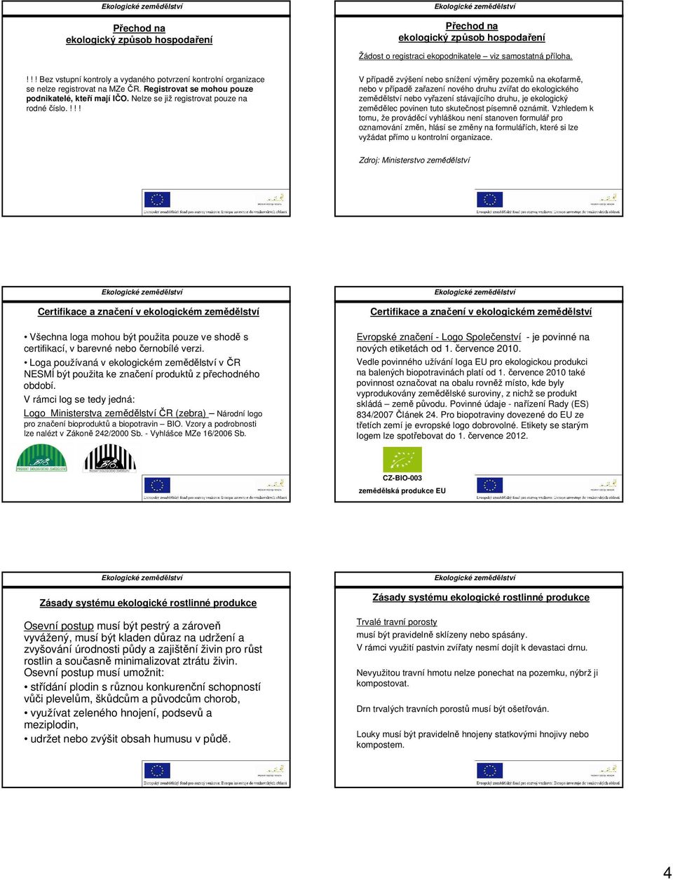 V případě zvýšení nebo snížení výměry pozemků na ekofarmě, nebo v případě zařazení nového druhu zvířat do ekologického zemědělství nebo vyřazení stávajícího druhu, je ekologický zemědělec povinen