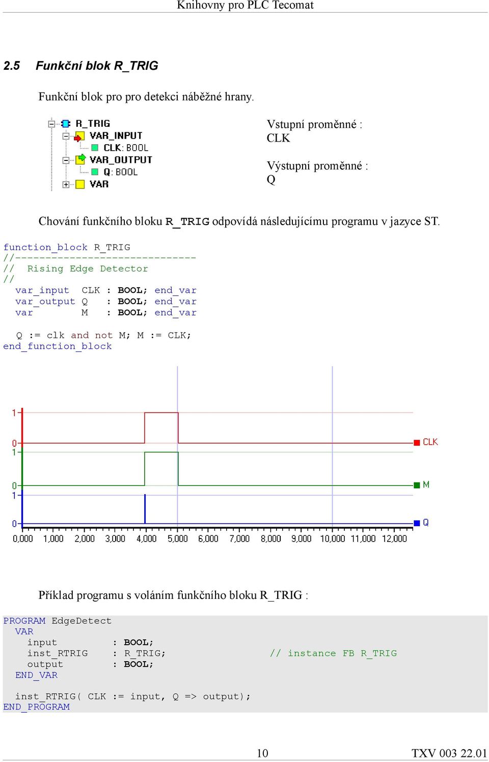 function_block R_TRIG //------------------------------ // Rising Edge Detector // var_input CLK : BOOL; end_var var_output Q : BOOL; end_var var M :