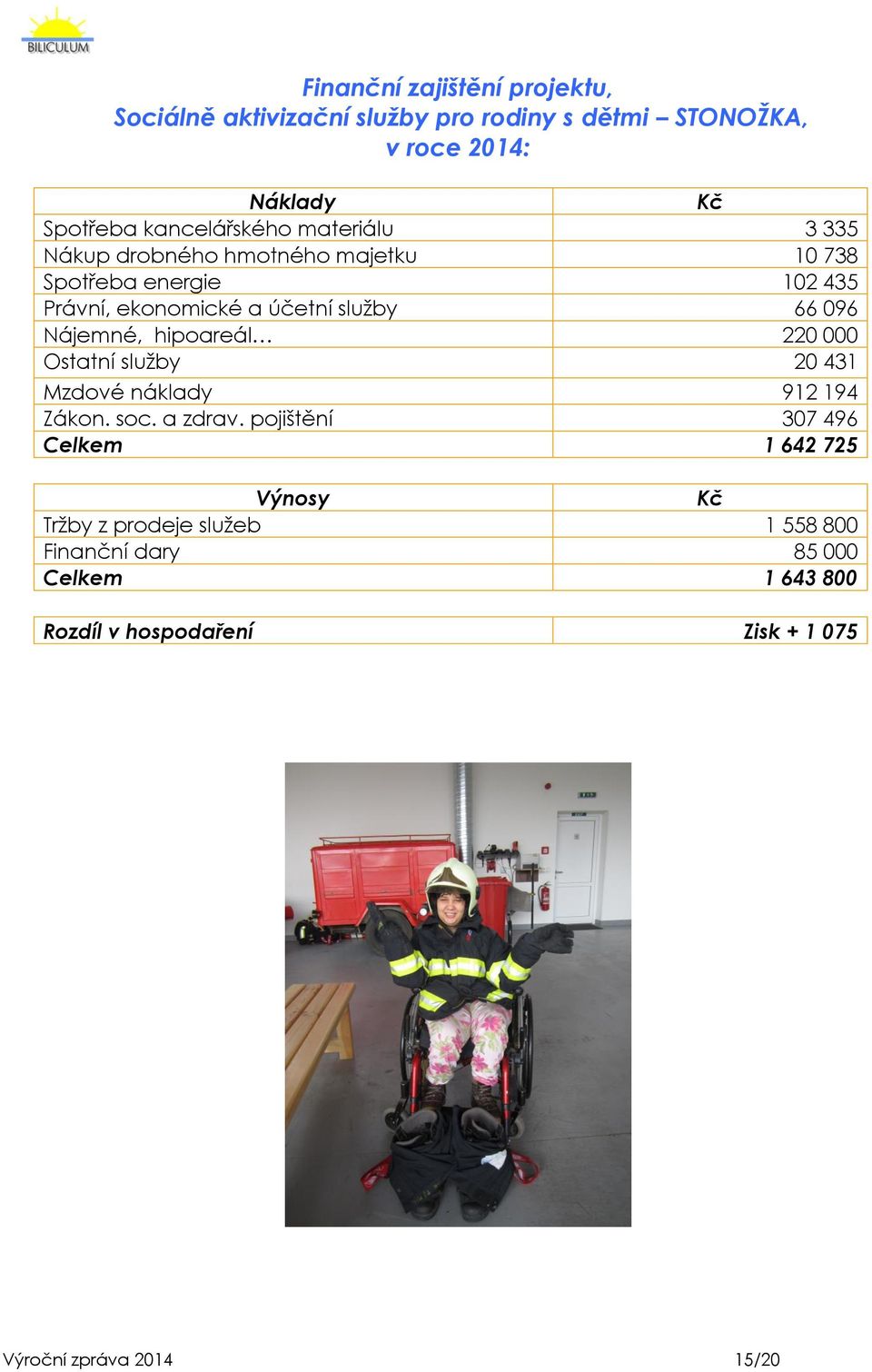 66 096 Nájemné, hipoareál 220 000 Ostatní služby 20 431 Mzdové náklady 912 194 Zákon. soc. a zdrav.