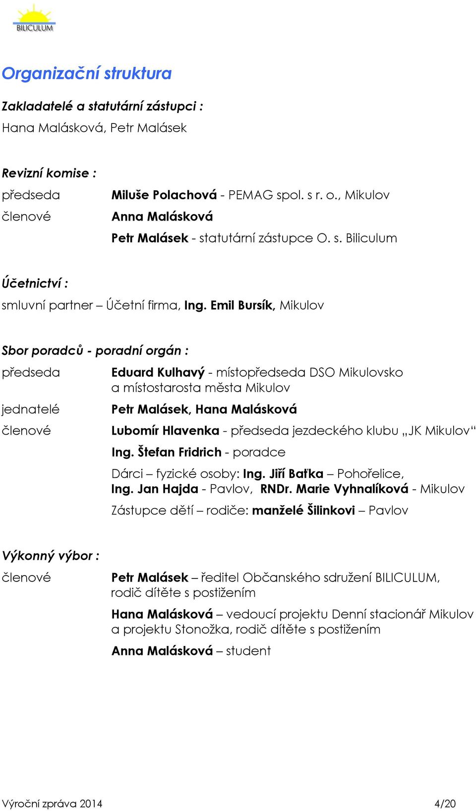 Emil Bursík, Mikulov Sbor poradců - poradní orgán : předseda jednatelé členové Eduard Kulhavý - místopředseda DSO Mikulovsko a místostarosta města Mikulov Petr Malásek, Hana Malásková Lubomír