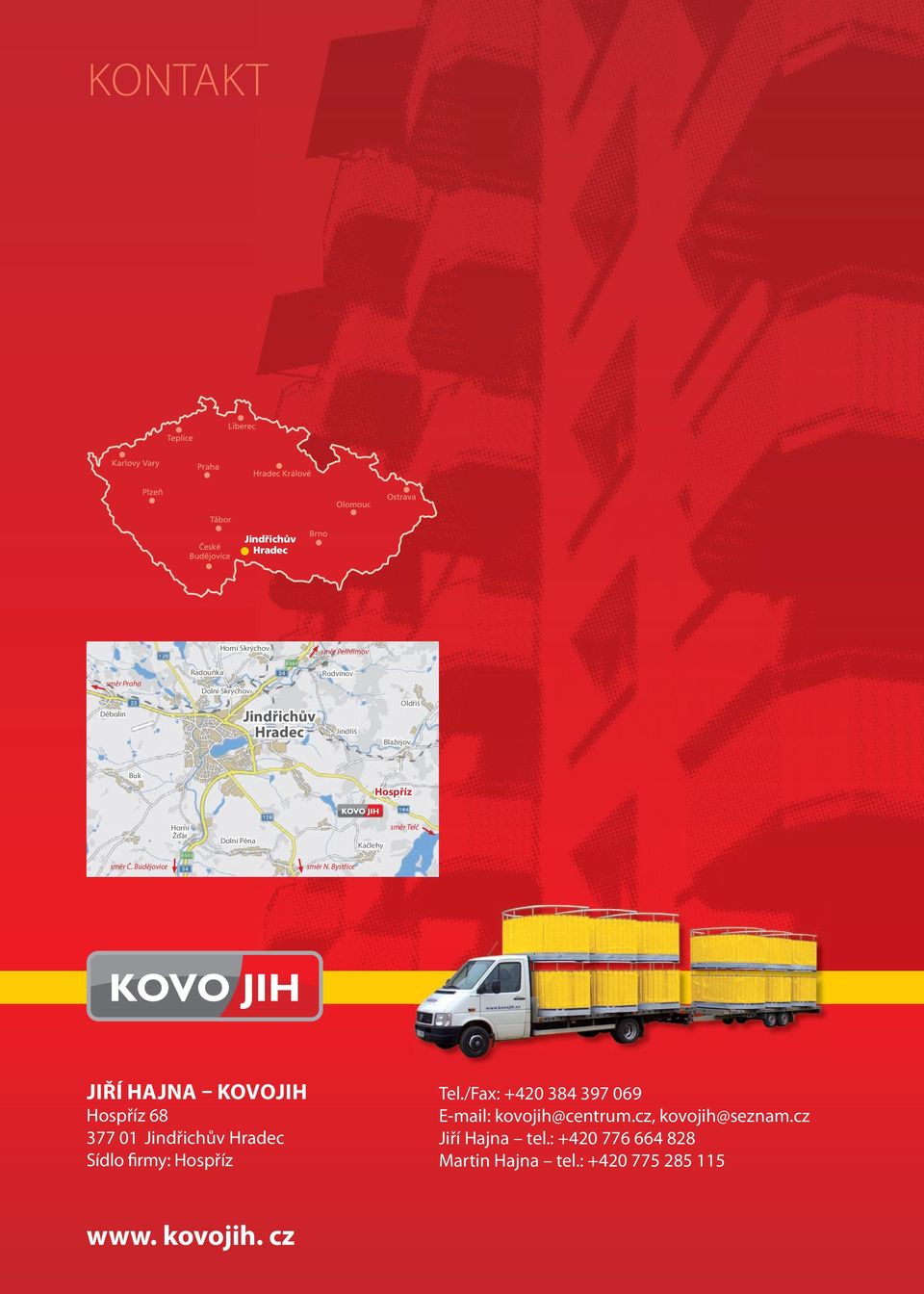 Bystřice JIŘÍ HAJNA KOVOJIH Hospříz 68 377 01 Jindřichův Hradec Sídlo firmy: Hospříz Tel.
