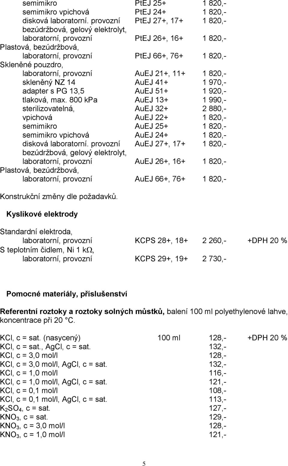 laboratorní, provozní AuEJ 21+, 11+ 1 820,- skleněný NZ 14 AuEJ 41+ 1 970,- adapter s PG 13,5 AuEJ 51+ 1 920,- tlaková, max.