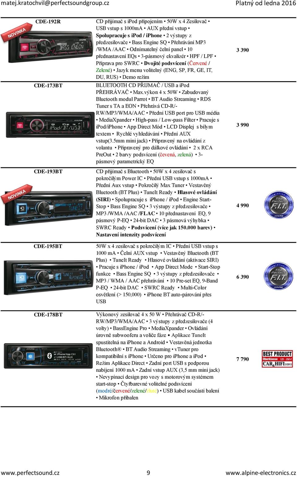 FR, GE, IT, DU, RUS) Demo režim BLUETOOTH CD PŘIJMAČ / USB a ipod PŘEHRÁVAČ Max.
