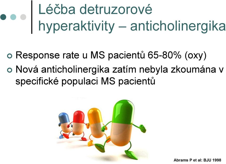 65-80% (oxy) Nová anticholinergika zatím nebyla