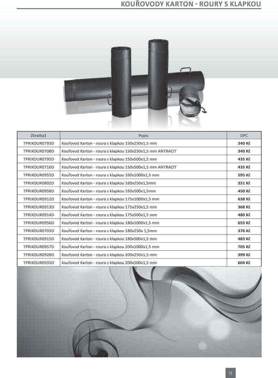 595 Kč TPRIKOUR0802D Kouřovod Karton - roura s klapkou 160x250x1,5mm 351 Kč TPRIKOUR0958D Kouřovod Karton - roura s klapkou 160x500x1,5mm 450 Kč TPRIKOUR0912D Kouřovod Karton - roura s klapkou