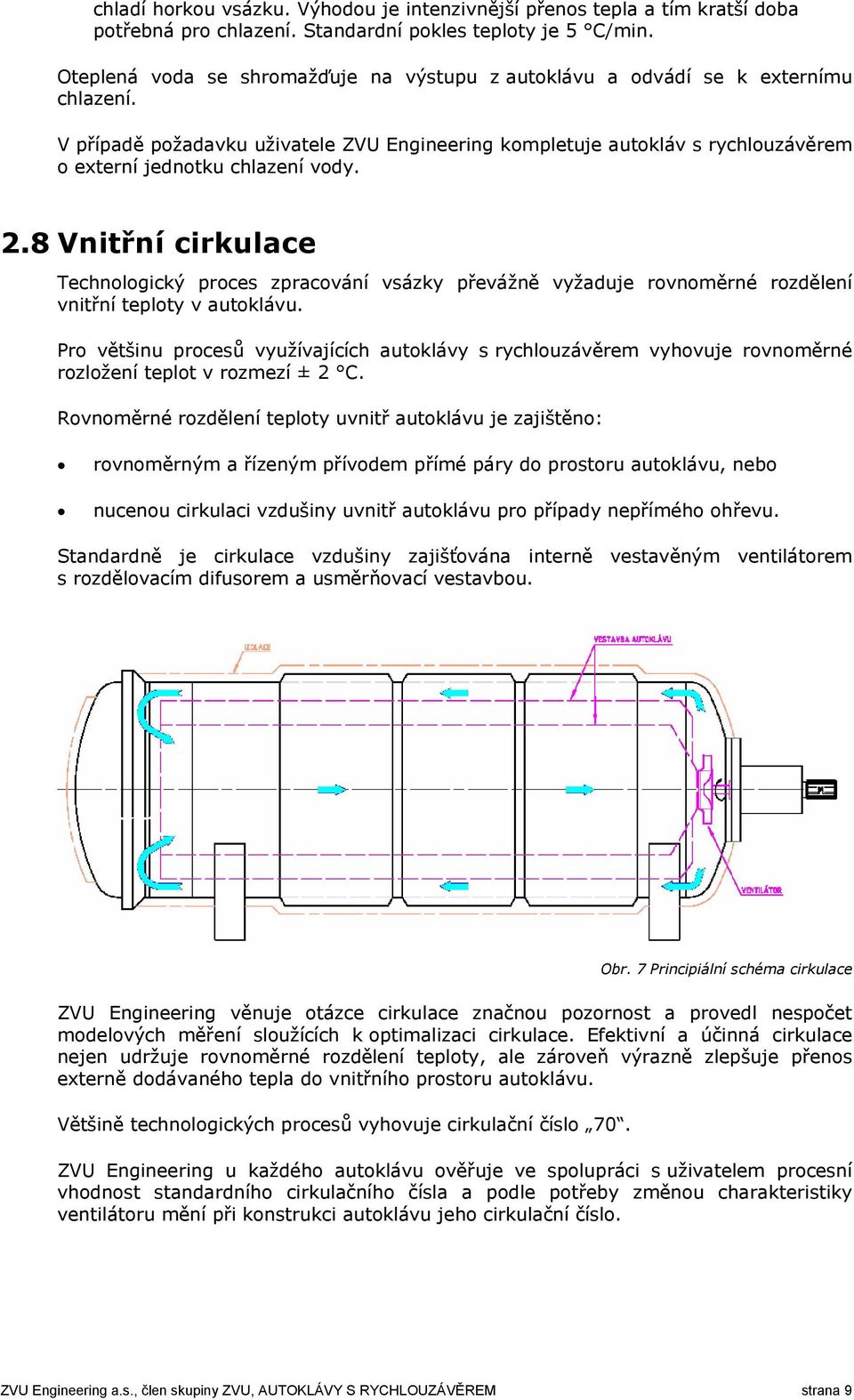 V případě požadavku uživatele ZVU Engineering kompletuje autokláv s rychlouzávěrem o externí jednotku chlazení vody. 2.