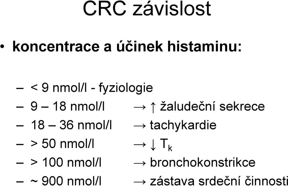 36 nmol/l tachykardie > 50 nmol/l T k > 100 nmol/l