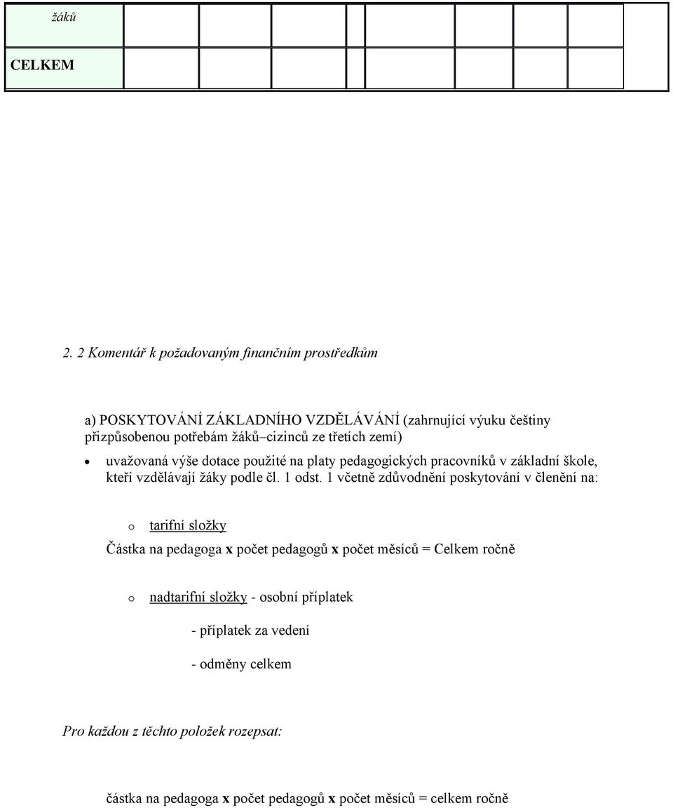 třetích zemí) uvažovaná výše dotace použité na platy pedagogických pracovníků v základní škole, kteří vzdělávají žáky podle čl. 1 odst.