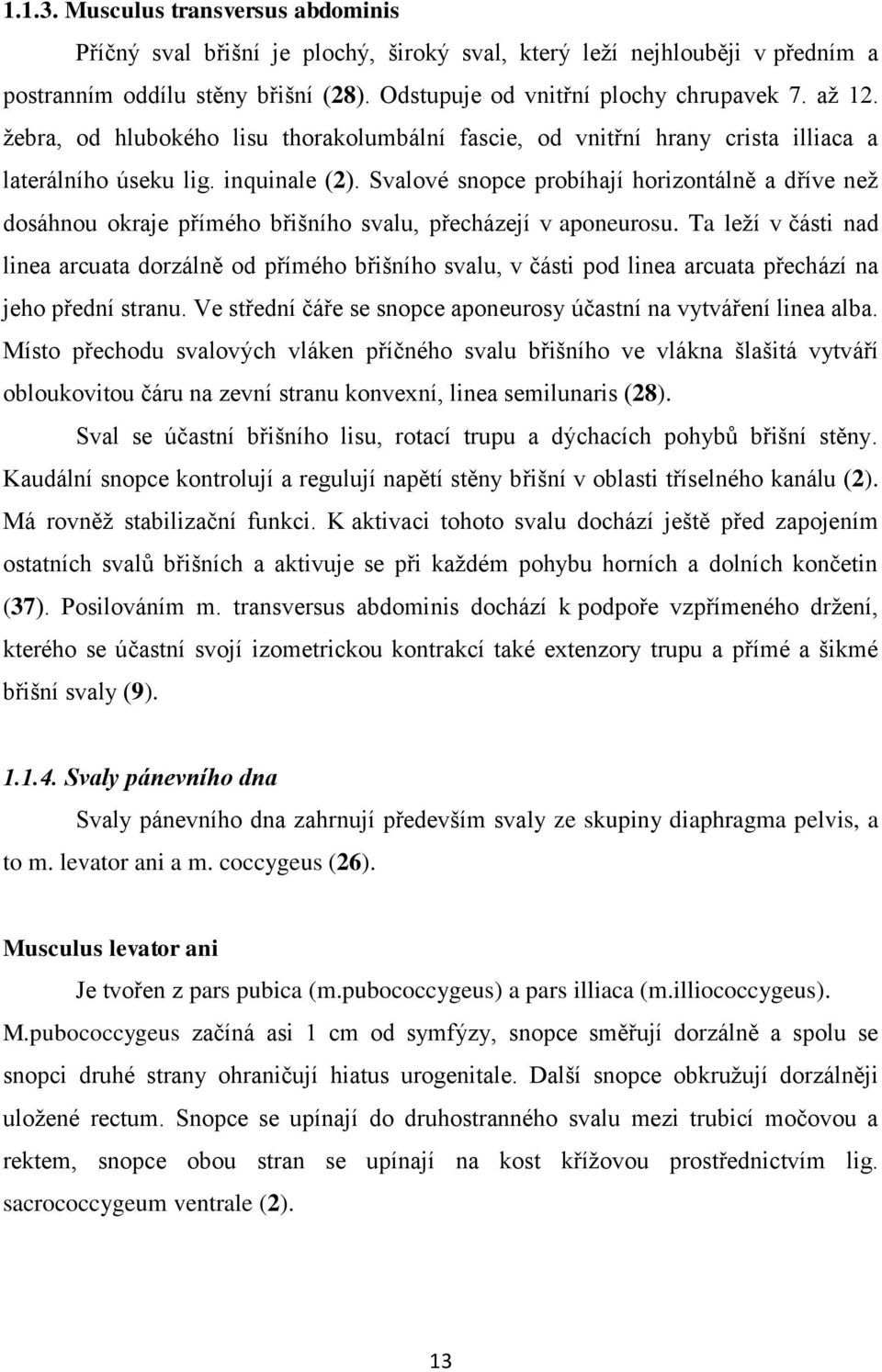 Svalové snopce probíhají horizontálně a dříve než dosáhnou okraje přímého břišního svalu, přecházejí v aponeurosu.