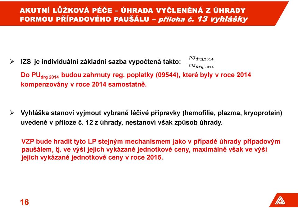 poplatky (09544), které byly v roce 2014 kompenzovány v roce 2014 samostatně.