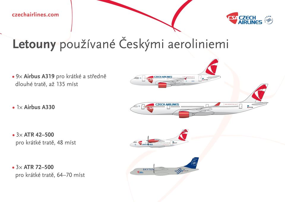 300 1 Airbus A330 1 276 3 ATR 42 500 pro krátké tratě,