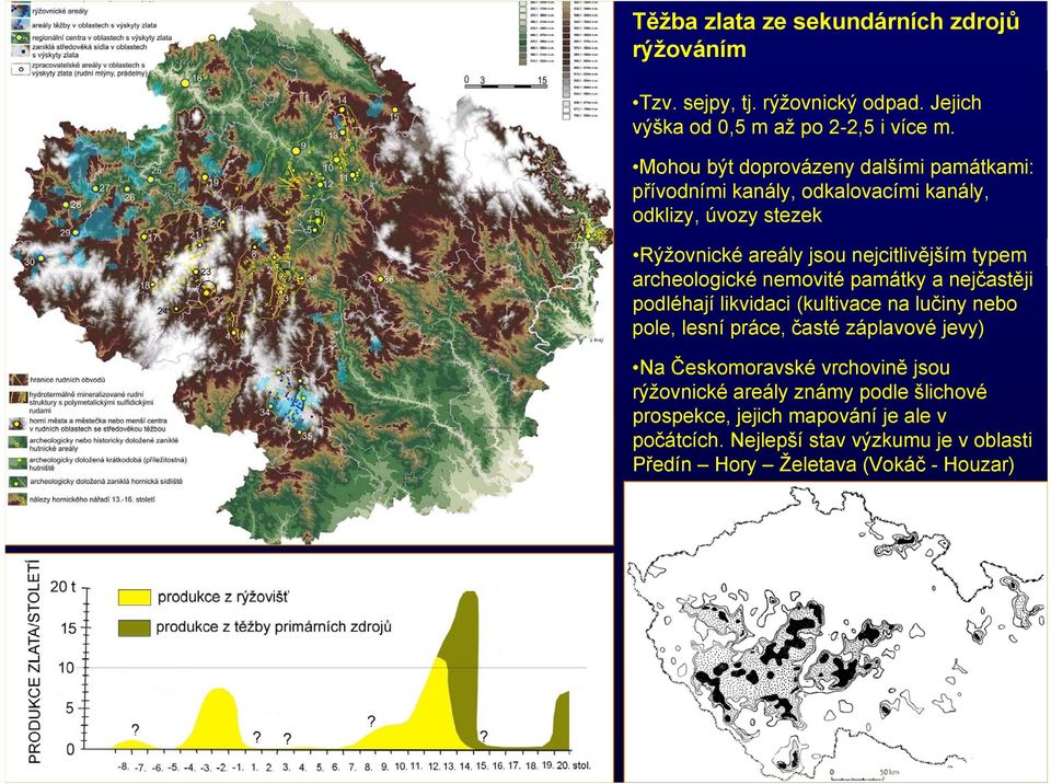 archeologické nemovité památky a nejčastěji podléhají likvidaci (kultivace na lučiny nebo pole, lesní práce, časté záplavové jevy) Na Českomoravské