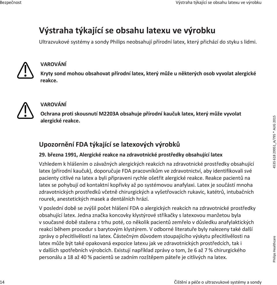 Upozornění FDA týkající se latexových výrobků 29.