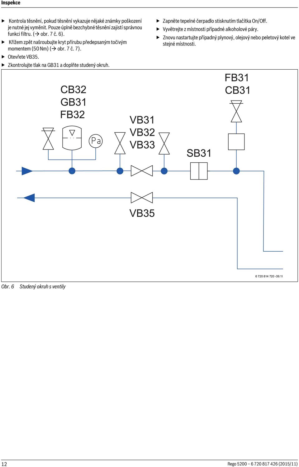 Křížem zpět našroubujte kryt přírubu předepsaným točivým momentem (50 Nm) ( obr. 7 č. 7). Otevřete VB35.