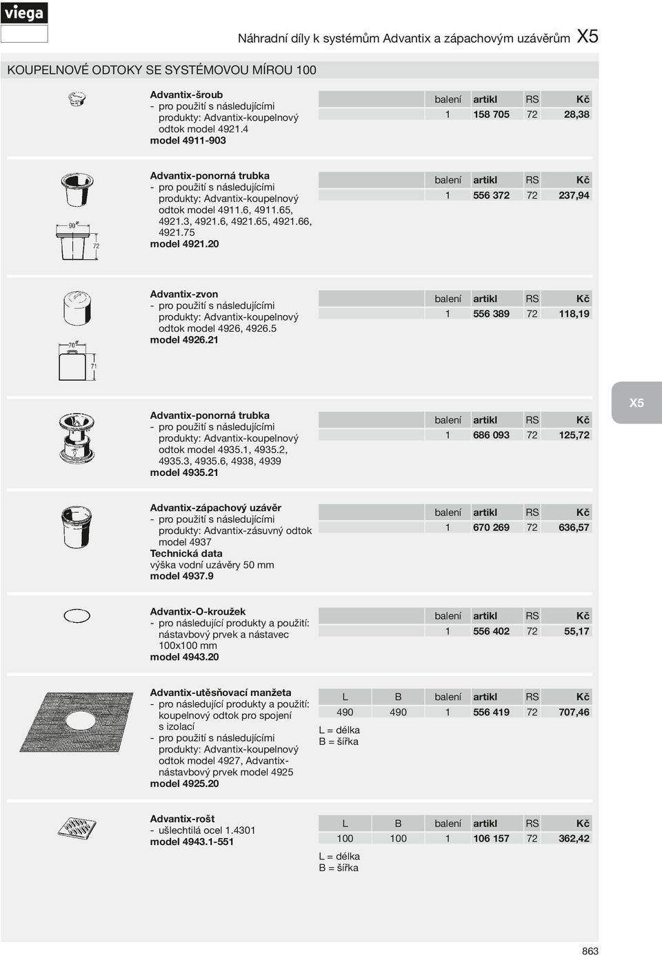 20 Advantix-zvon produkty: Advantix-koupelnový odtok model 4926, 4926.5 model 4926.