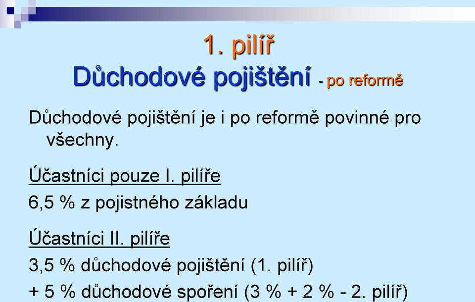 pilíře 6,5 % z pojistného základu Účastníci II.