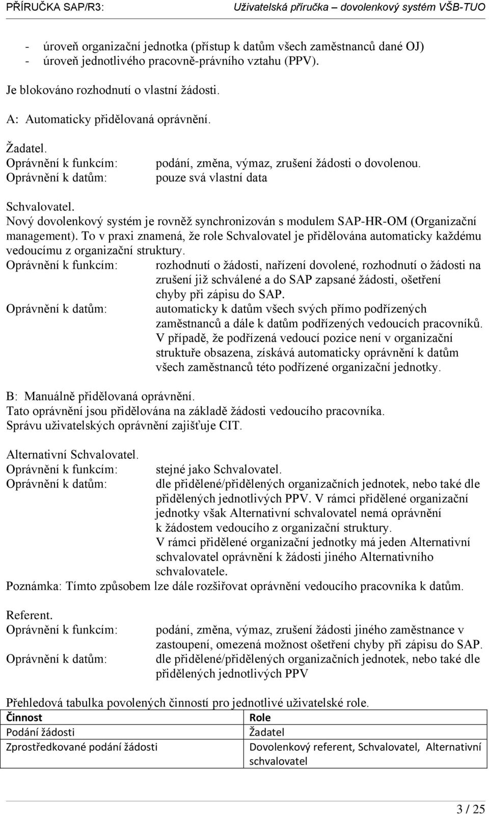 Nový dovolenkový systém je rovněţ synchronizován s modulem SAP-HR-OM (Organizační management).