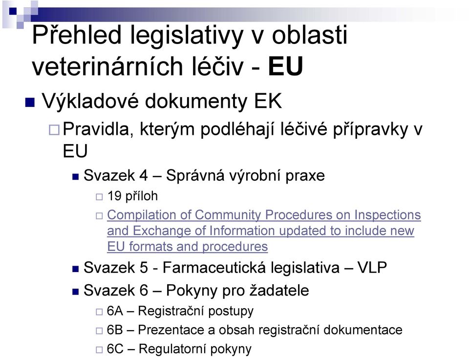 Exchange of Information updated to include new EU formats and procedures Svazek 5 - Farmaceutická legislativa VLP