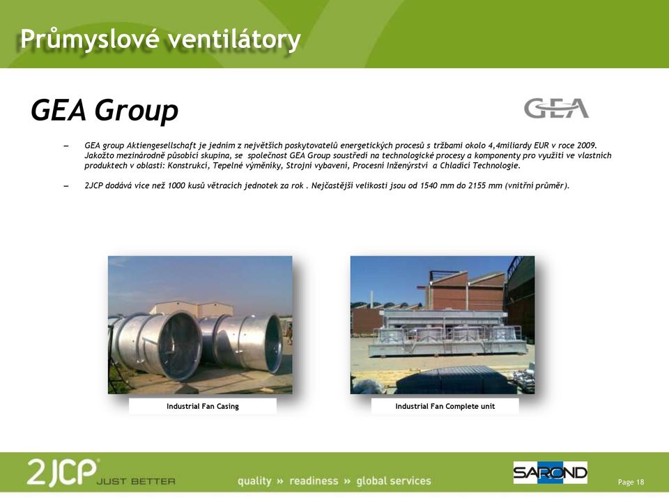 Jakožto mezinárodně působící skupina, se společnost GEA Group soustředí na technologické procesy a komponenty pro využití ve vlastních produktech v