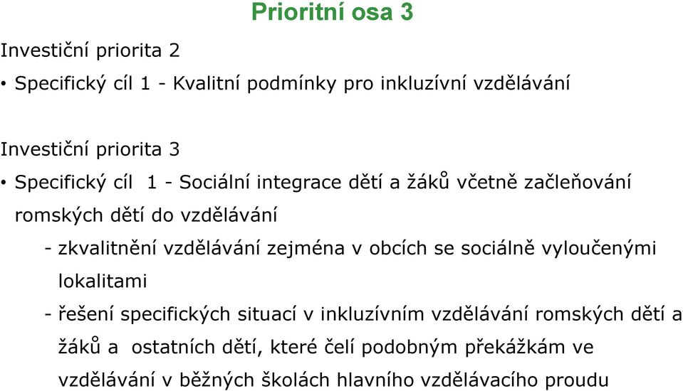 vzdělávání zejména v obcích se sociálně vyloučenými lokalitami - řešení specifických situací v inkluzívním vzdělávání