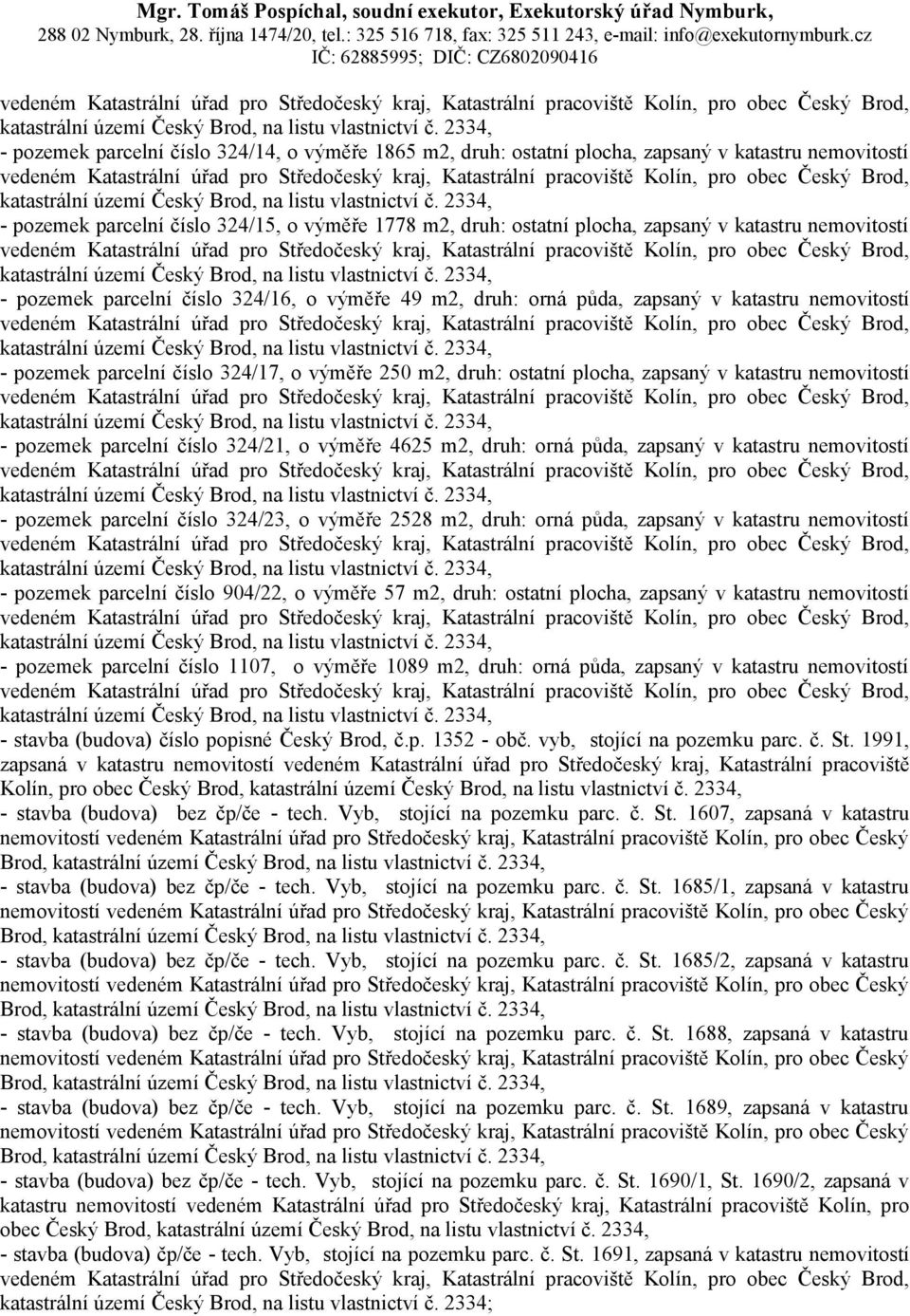 ostatní plocha, zapsaný v katastru nemovitostí - pozemek parcelní číslo 324/16, o výměře 49 m2, druh: orná půda, zapsaný v katastru nemovitostí - pozemek parcelní číslo 324/17, o výměře 250 m2, druh: