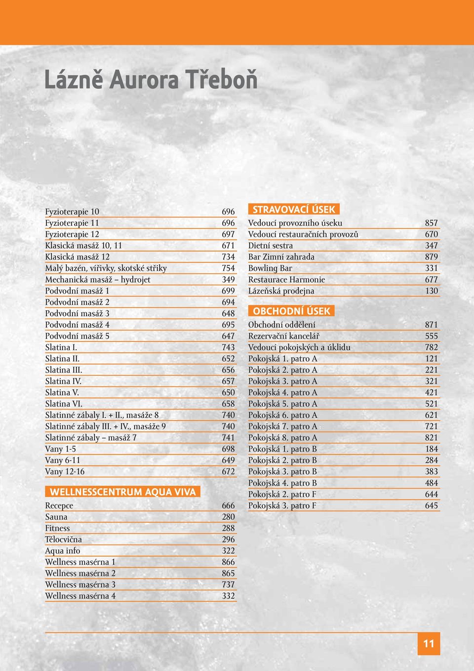 658 Slatinné zábaly I. + II., masáže 8 740 Slatinné zábaly III. + IV.