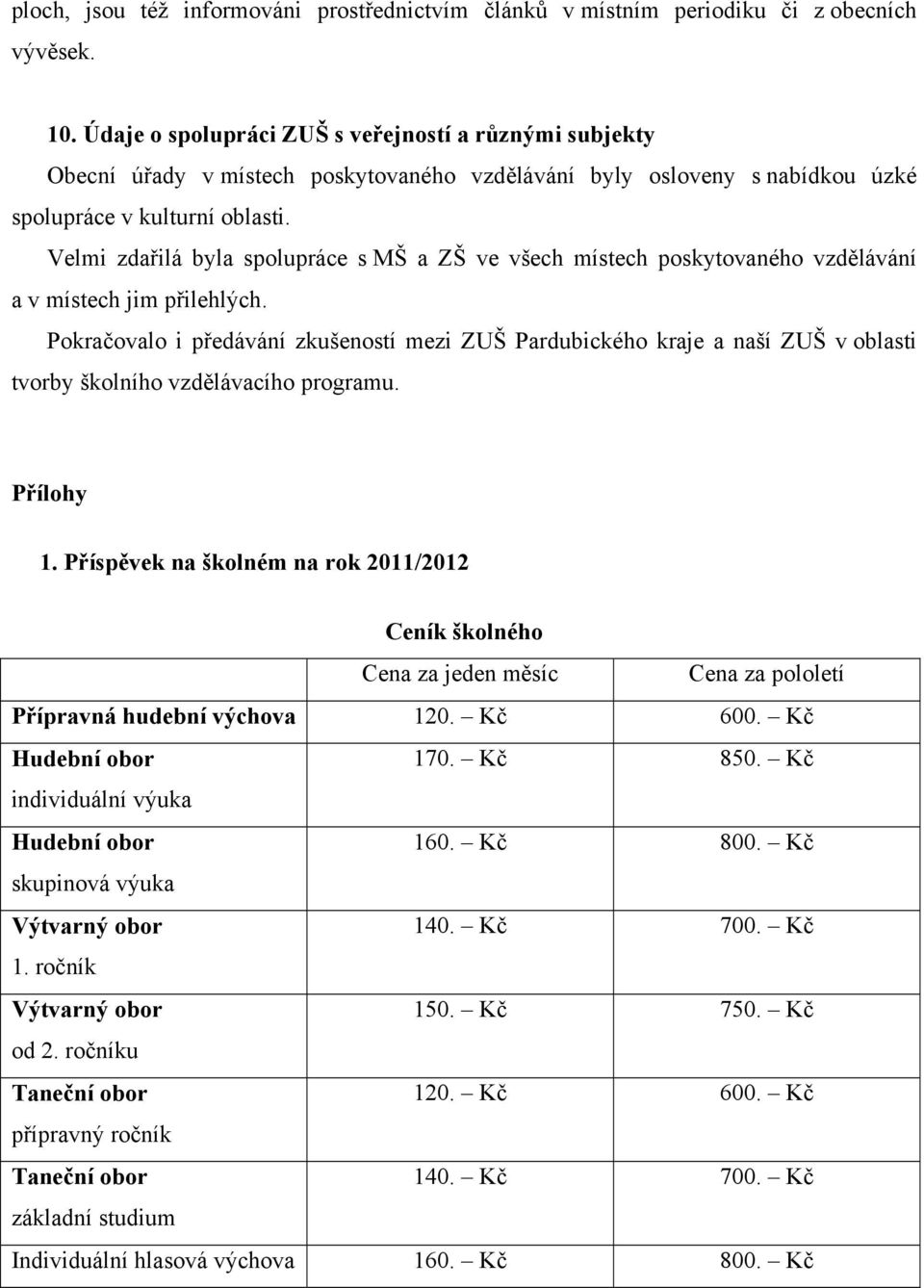 Velmi zdařilá byla spolupráce s MŠ a ZŠ ve všech místech poskytovaného vzdělávání a v místech jim přilehlých.