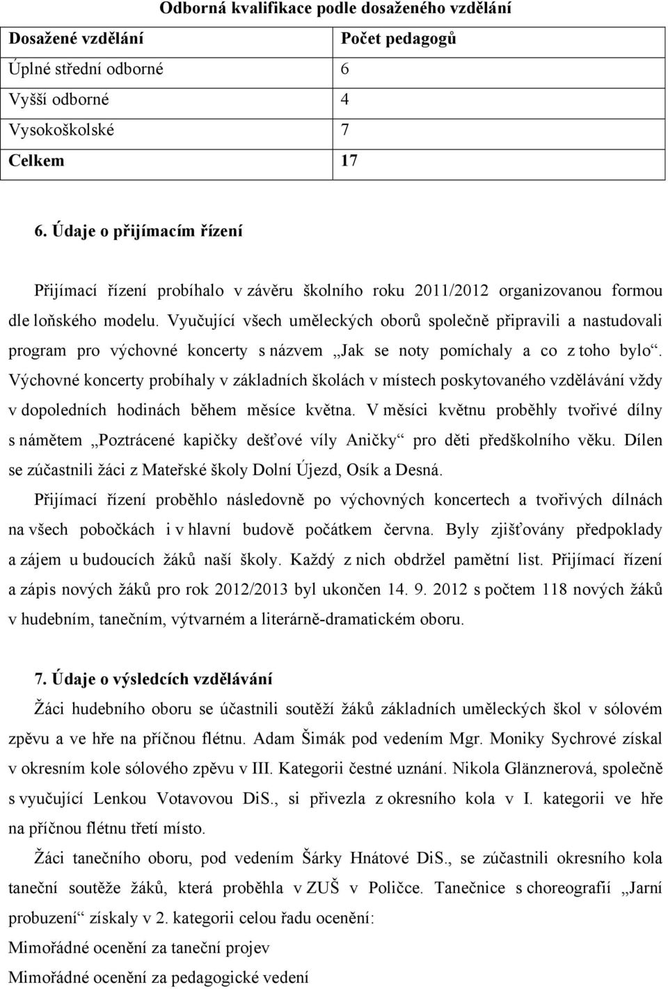 Vyučující všech uměleckých oborů společně připravili a nastudovali program pro výchovné koncerty s názvem Jak se noty pomíchaly a co z toho bylo.