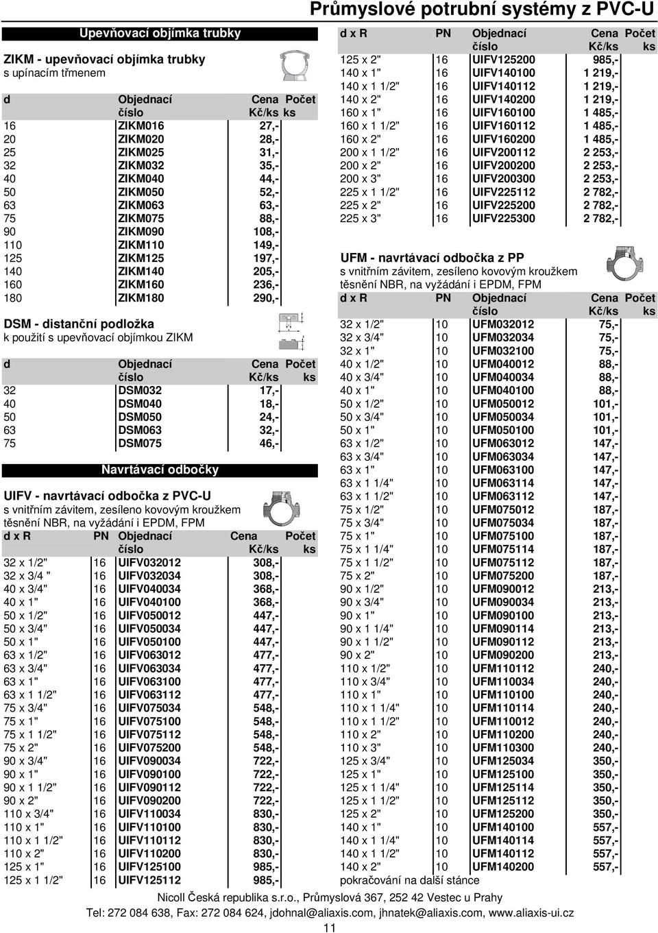 253,- 32 ZIKM032 35,- 200 x 2" 16 UIFV200200 2 253,- 40 ZIKM040 44,- 200 x 3" 16 UIFV200300 2 253,- 50 ZIKM050 52,- 225 x 1 1/2" 16 UIFV225112 2 782,- 63 ZIKM063 63,- 225 x 2" 16 UIFV225200 2 782,-