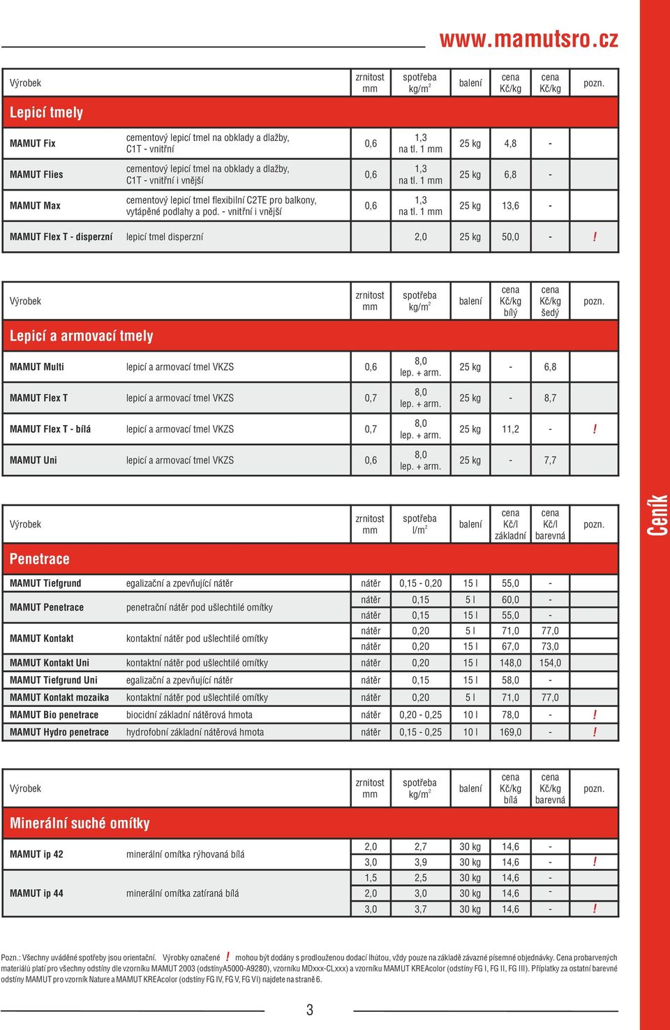 - vnitřní i vnější 0,6 1, na tl. 1 5 kg 1,6 - MAMUT Flex T - disperzní lepicí tel disperzní,0 5 kg 50,0 -!