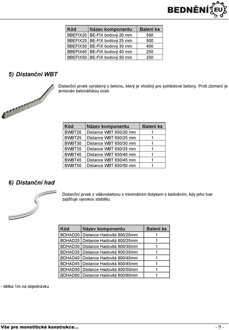 BWBT20 Distance WBT 650/20 mm 1 BWBT25 Distance WBT 650/25 mm 1 BWBT30 Distance WBT 650/30 mm 1 BWBT35 Distance WBT 650/35 mm 1 BWBT40 Distance WBT 650/40 mm 1 BWBT45 Distance WBT 650/45 mm 1 BWBT50