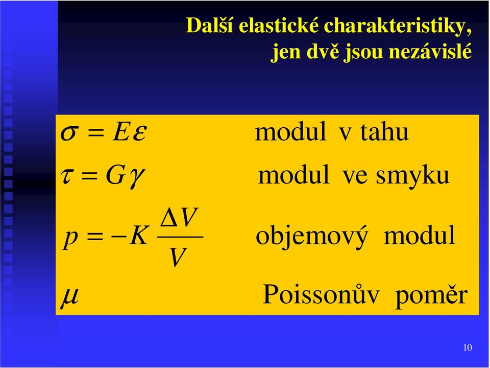 tahu τ = G γ modul ve smyku V p = K