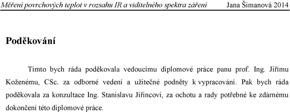 za odborné vedení a užitečné podněty k vypracování.