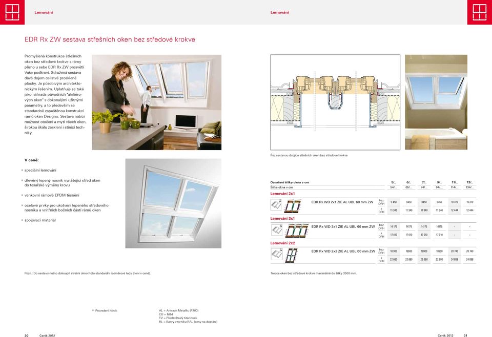Uplatňuje se také jako náhrada původních "ateliérových oken" s dokonalými užitnými parametry, a to především se standardně zapuštěnou konstrukcí rámů oken Designo.