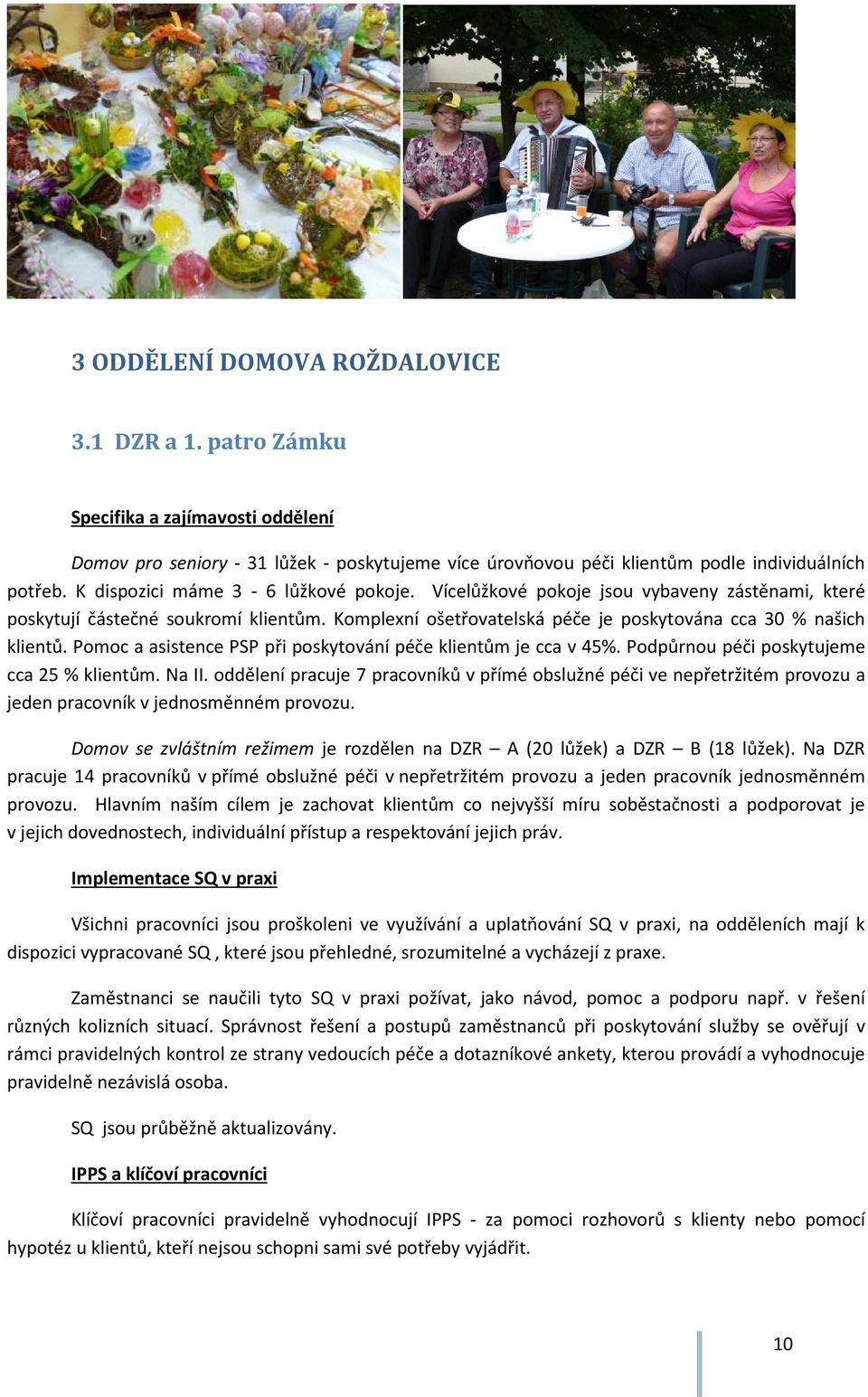 Pomoc a asistence PSP při poskytování péče klientům je cca v 45%. Podpůrnou péči poskytujeme cca 25 % klientům. Na II.