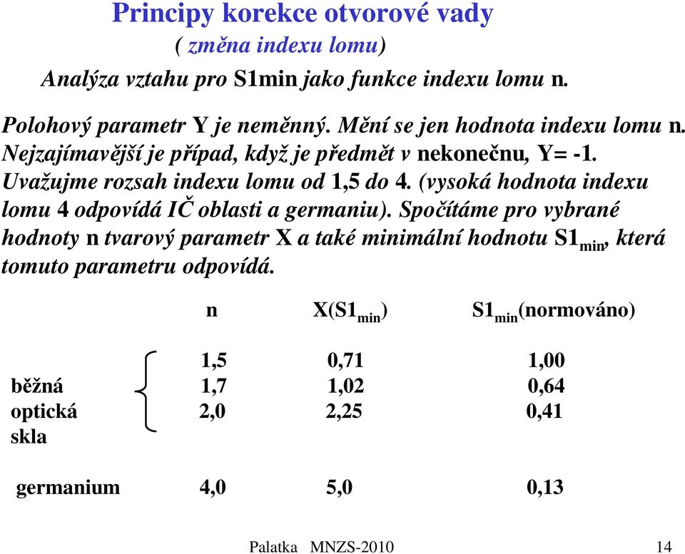 (vysoká hodnota indexu lomu 4 odpovídá IČ oblasti a germaniu).