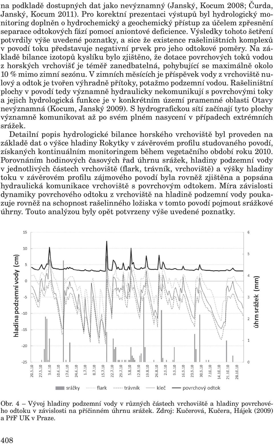 Výsledky tohoto šetření potvrdily výše uvedené poznatky, a sice že existence rašeliništních komplexů v povodí toku představuje negativní prvek pro jeho odtokové poměry.