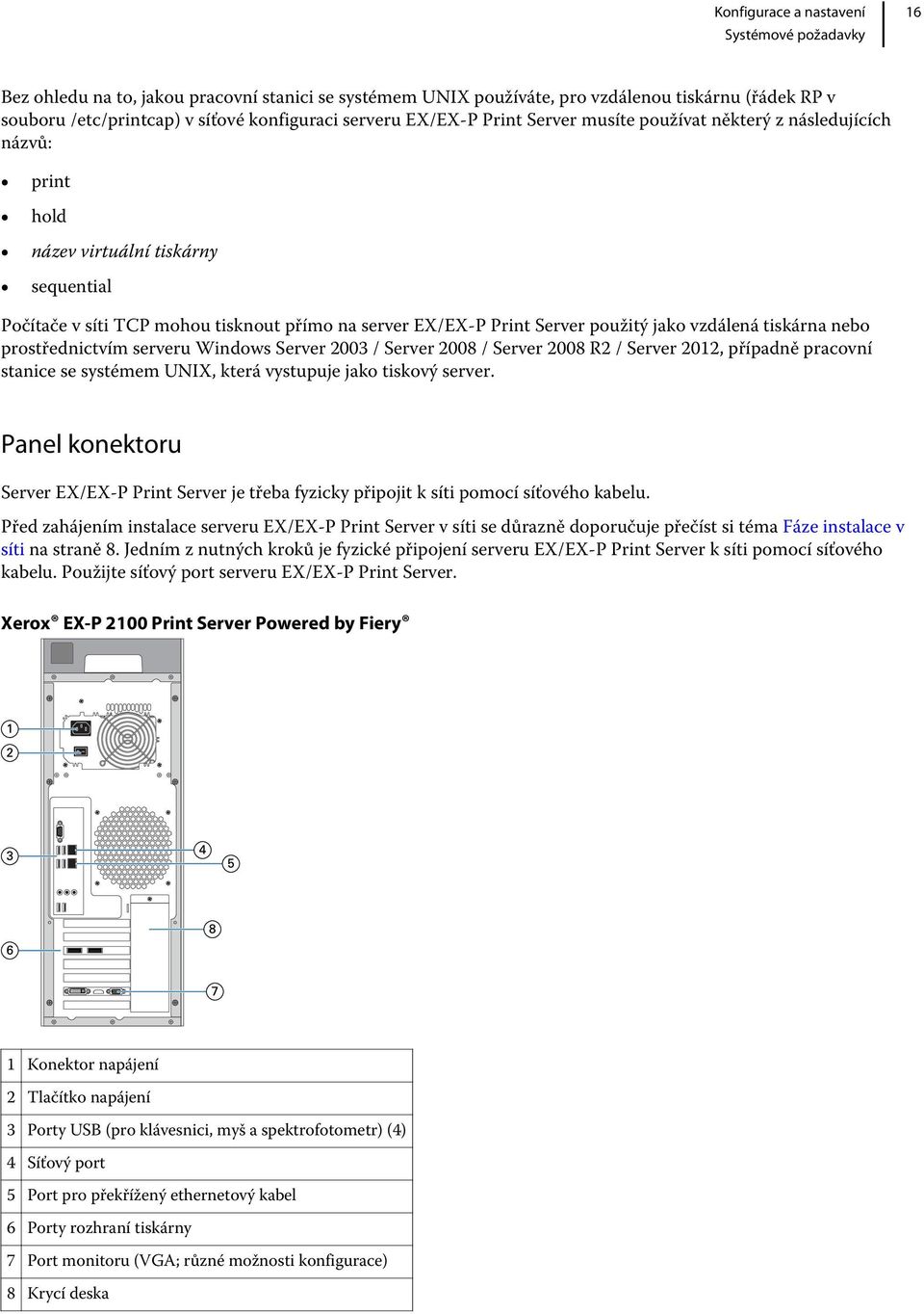 nebo prostřednictvím serveru Windows Server 2003 / Server 2008 / Server 2008 R2 / Server 2012, případně pracovní stanice se systémem UNIX, která vystupuje jako tiskový server.