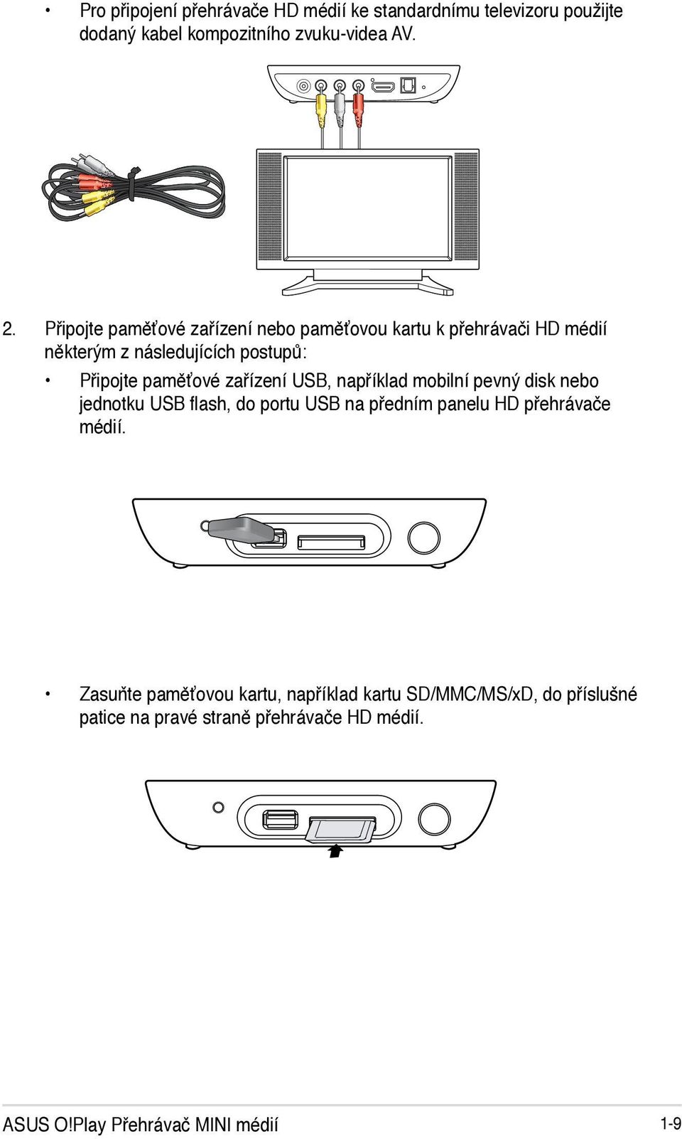 zařízení USB, například mobilní pevný disk nebo jednotku USB flash, do portu USB na předním panelu HD přehrávače médií.
